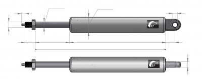 Vérin à gaz hydraulique longueur 485 Force N 400 - Remorques Discount